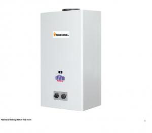 MORA-TOP VEGA10E.N022 plynový ohřívač 17,3kW, průtokový, s bateriovým zapalováním, závěsný, do komína, bílá